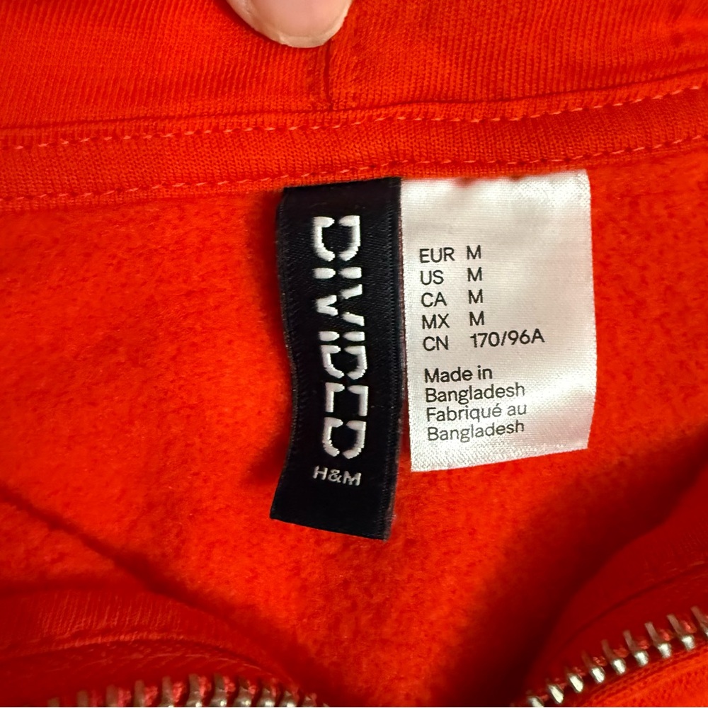 Divided H & M Cropped zip up orange sweatshirt hoodie jacket size M - Picture 6 of 7